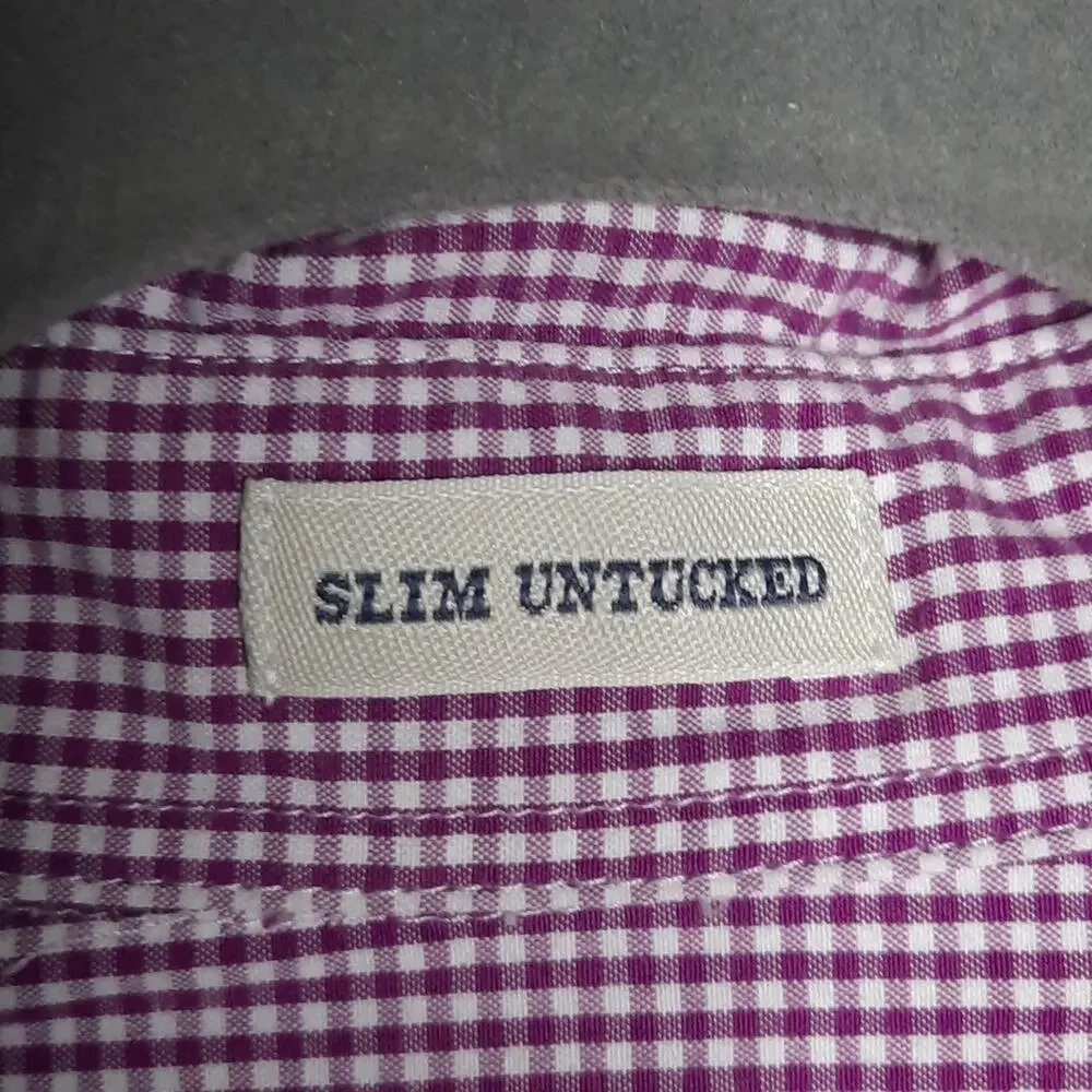 J. Crew Stretch Men's Slim Untucked Small Checkered Button Down Shirt Lg Short